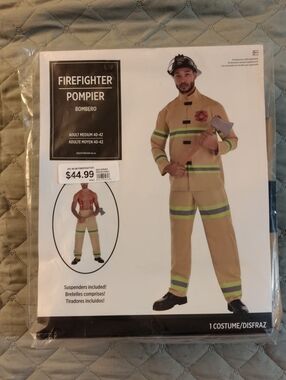 Firefighter Costume in Tan with Reflective Trim